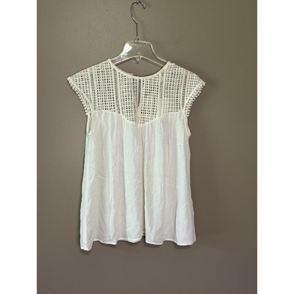 H&M Cream Crochet Yoke Blouse Size 6